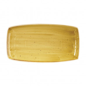 Churchill Stonecast Rectangular Plates Mustard Seed Yellow 350 x 185mm