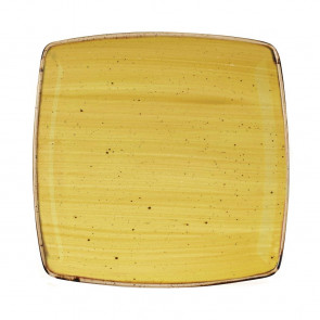 Churchill Stonecast Deep Square Plates Mustard Seed Yellow mm
