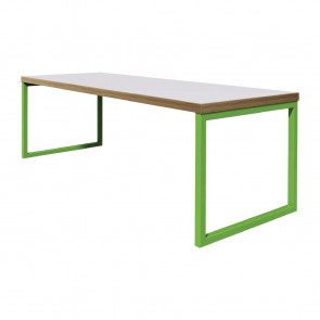 Bolero Dining Table White with Green Frame 4ft