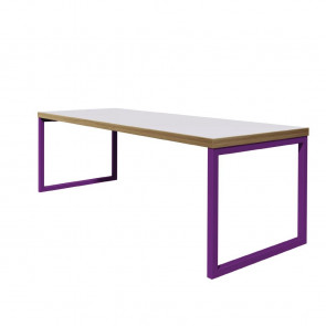 Bolero Dining Table White with Violet Frame 4ft