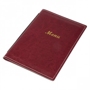 Leatherette Style Menu Burgundy A5