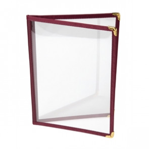 American Style Menu Holder Four Card Burgundy A5