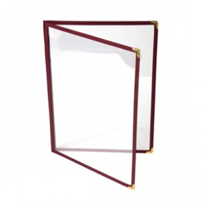 American Style Menu Holder Four Card Burgundy A4