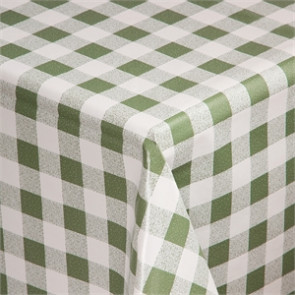 PVC Chequered Tablecloth Green 54in