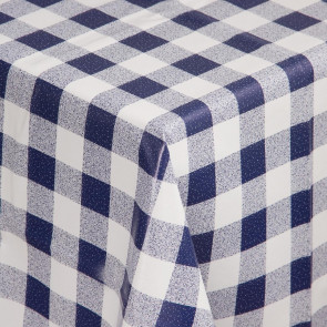 PVC Chequered Tablecloth Blue 35in