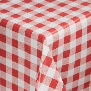 PVC Chequered Tablecloth Red 54in