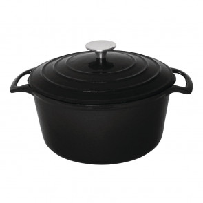 Vogue Black Round Casserole Dish 4Ltr