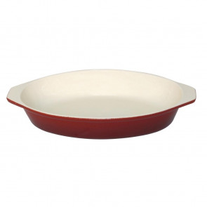 Vogue Red Oval Cast Iron Gratin Dish 650ml