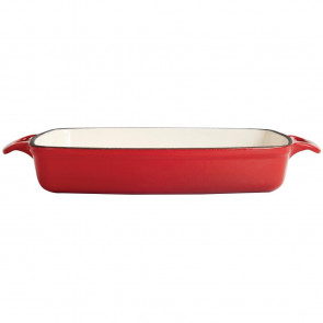 Vogue Red Rectangular Cast Iron Dish 2.8Ltr