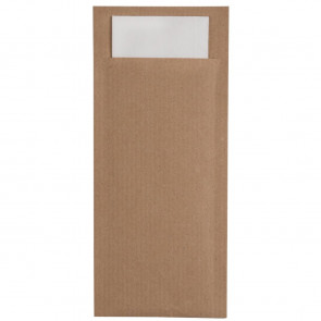 Kraft Cutlery Pouch Brown with Grey Napkin