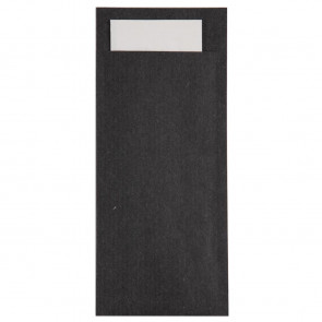 Black Kraft Cutlery Pouch with White Napkin