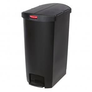 Rubbermaid Slim Jim End Step on Pedal Bin Black 68Ltr