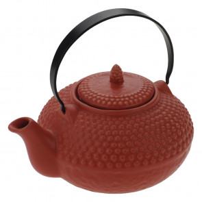 Ceramic Oriental Hobnail Teapot Red