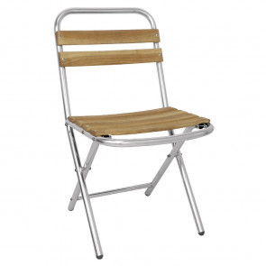 Bolero Ash and Aluminium Folding Chairs (Pack of 4)
