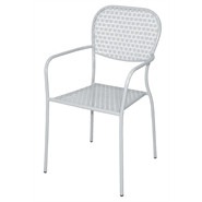 White Steel Patterned Bistro Armchairs (Pack of 4)
