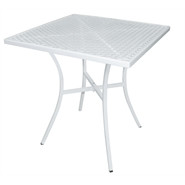 White Steel Patterned Square Bistro Table White 700mm