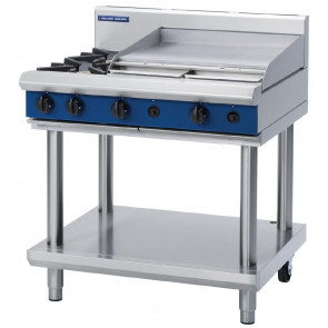 Blue Seal Evolution Cooktop 2 Open/1 Griddle Burner Nat Gas on Stand 900mm G516B-LS/N