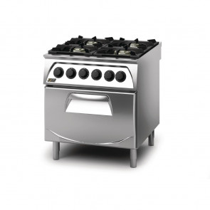 Q90 4 Burner Open Burner Range with Electric 2/1GN Oven LPG Gas Q4CFGEA