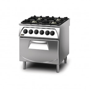 Q90 4 Burner Open Burner Range with Electric 2/1GN Oven Natural Gas Q4CFGEC