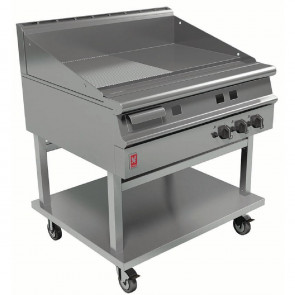 Falcon Dominator Plus 900mm Wide Half Ribbed Griddle on Mobile Stand Natural Gas G3941R
