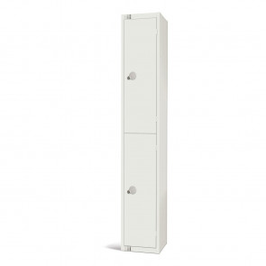 Elite Two Door Camlock Locker White