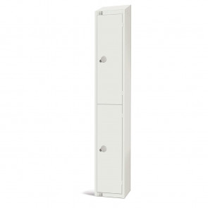 Elite Two Door Camlock Locker with Sloping Top White