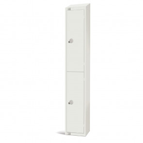 Elite Two Door Padlock Locker with Sloping Top White