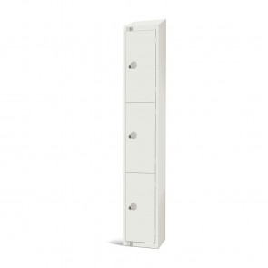 Elite Three Door Camlock Locker with Sloping Top White