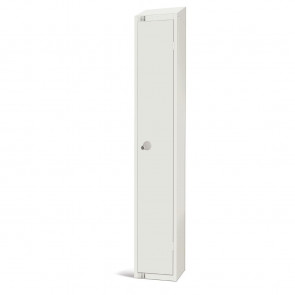 Elite Single Door Camlock Locker with Sloping Top White