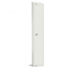 Elite Single Door Padlock Locker with Sloping Top White