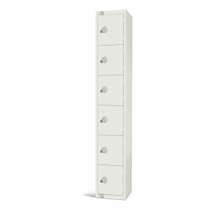 Elite Six Door Camlock Locker White