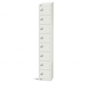Elite Eight Door Camlock Locker with Sloping Top White