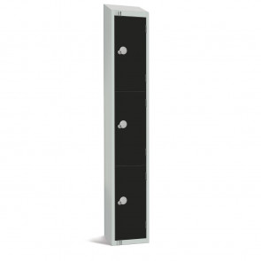 Elite Three Door Camlock Locker with Sloping Top Black