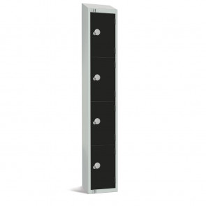 Elite Four Door Camlock Locker Black with Sloping Top