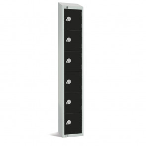 Elite Six Door Padlock Locker with Sloping Top Black.