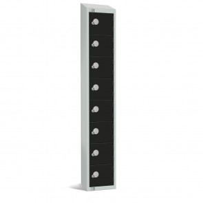 Elite Eight Door Camlock Locker with Sloping Top Black