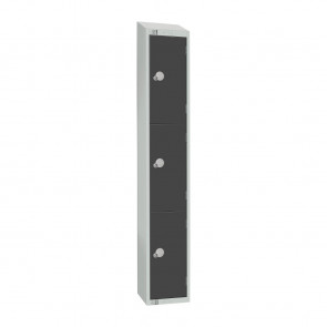 Elite Three Door Padlock Locker with Sloping Top Graphite Grey