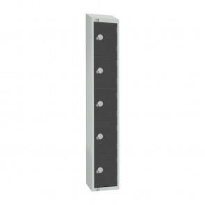 Elite Five Door Padlock Locker with Sloping Top Graphite Grey