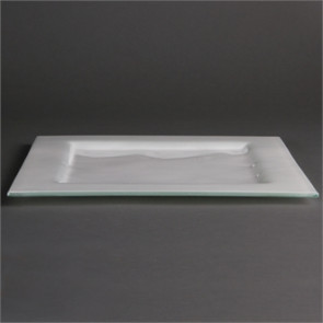 Olympia Square Glass Plates Frosted White 320mm