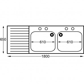 Franke Sissons Stainless Steel Double Bowl Left Hand Drainer 1800x650mm