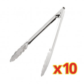 Bulk Buy Pack of 10 Catering Tongs 10in