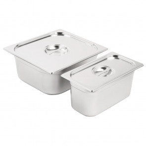 Vogue Stainless Steel Gastronorm Set 1/3 and 2/3 with Lids