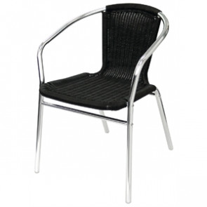 Bolero Aluminium and Wicker Chairs Black (Pack of 4)