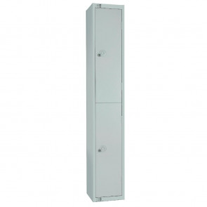 Elite Two Door Camlock Locker with Sloping Top Grey