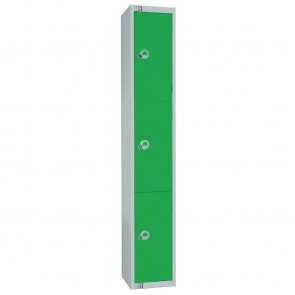 Elite Three Door Camlock Locker with Sloping Top Green