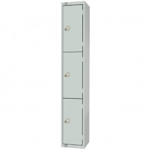 Elite Three Door Camlock Locker with Sloping Top Grey