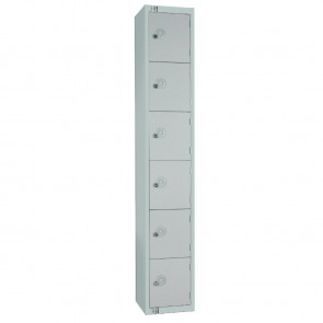 Elite Six Door Camlock Locker with Sloping Top Grey