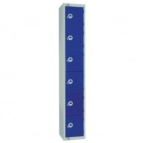 Elite Six Door Camlock Locker with Sloping Top Blue