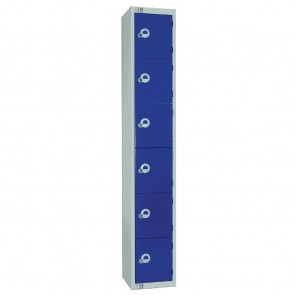 Elite Six Door Camlock Locker with Sloping Top Blue