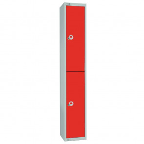 Elite Two Door Camlock Locker with Sloping Top Red